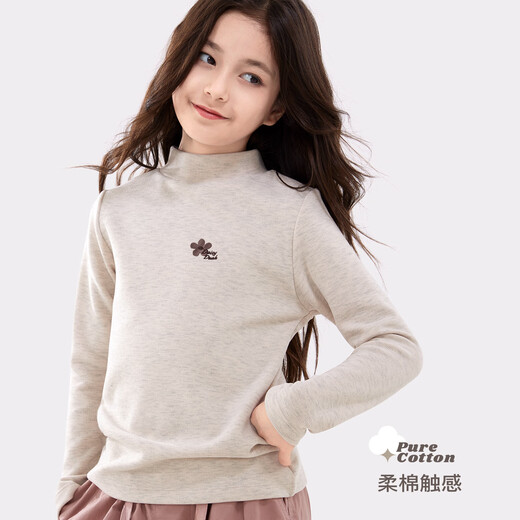 Disney (Disney) girls' bottoming shirt autumn and winter thickened children's long-sleeved T-shirt medium and large children's fleece top 110071 smoke purple 140