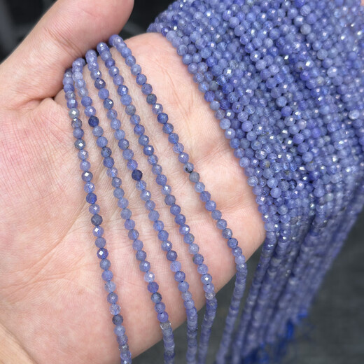 Fat Donglai's same style tanzanite necklace natural 3mm faceted diamond-cut round beads loose beads DIY bracelet semi-finished hand beads 3mm 1 piece 38cm second batch super beautiful