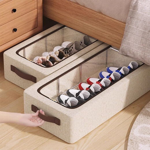 Zhifan Japanese transparent shoe box dust-proof storage box folding space-saving shoe cabinet organizer box under the bed shoe storage artifact medium size 2 pieces genuine Tianshan snow cotton丨skin-friendly and 0 odor
