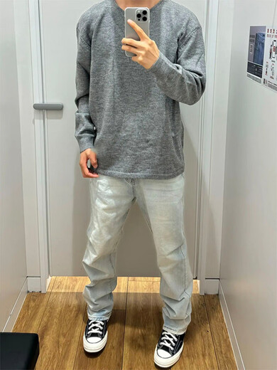 Light Gray Half Zip Sweatshirt Men's Spring and Autumn Waffle Henry Collar Long Sleeve T-Shirt High Bottom Heavy Bottom Shirt Gray Upgraded M 90-110Jin Jin is equal to 0.5kg