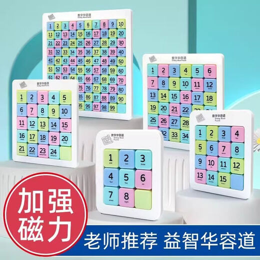 Sanqihu Mathematics Huarongdao 10th level magnetic digital sliding puzzle Three Kingdoms version primary school student board children's puzzle logic puzzle piece puzzle high difficulty set six + eight + tenth level (comes with erasable pen) strong magnet + multi-function chessboard + back drawing board