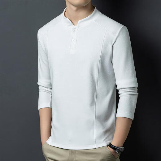 SEMALAM Xialuo light luxury brand men's clothing 2025 autumn and winter double-sided German velvet bottoming shirt men's Henry collar warm and versatile long-sleeved camel yellow M 165__ suitable for 90115Jin Jin equals 0.5 kg