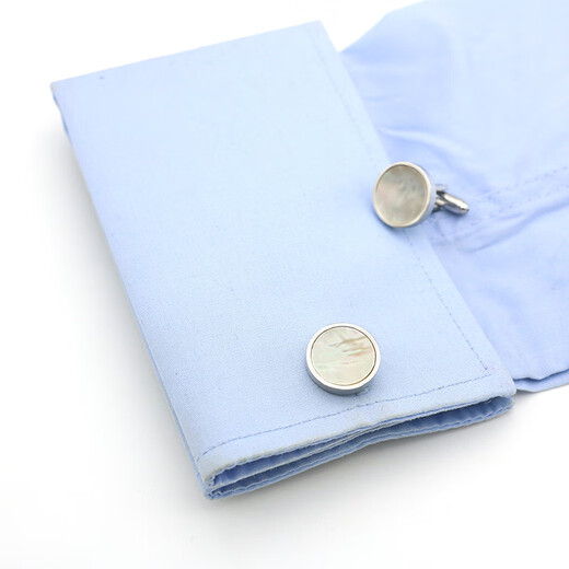 Guiqi French shirt cufflinks simple round light white shell cufflinks with suit unisex cuffs silver cuff nails silver