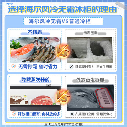 Haier sapphire blue 301 liter household freezer upgraded version air-cooled frost-free - 38 degrees ultra-low temperature large capacity commercial first-class energy efficiency freezer BC/BD-301WGHECZ