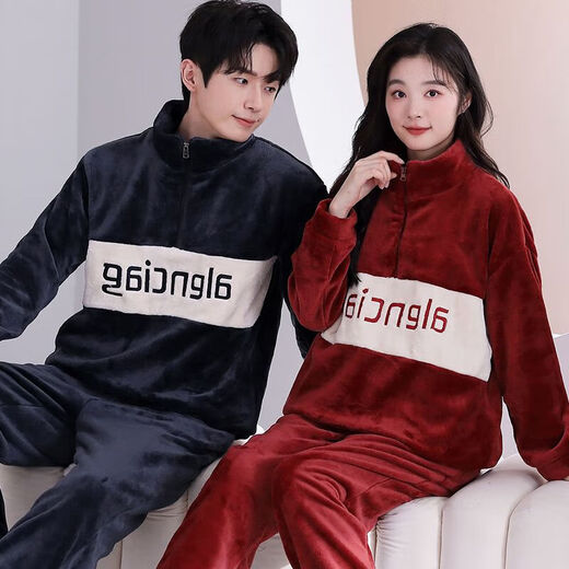 Victoria style wedding pajamas winter coral velvet couple red newlywed men and women plus velvet thickened home clothes can be worn outside the suit 9838 M women