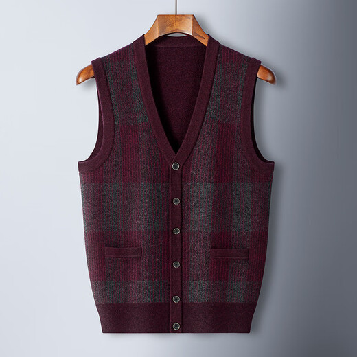 Ordo Cashmere Vest Men's Thickened Wool Sweater Warm Sleeveless Dad's Clothing Middle-aged and Elderly Clothes Sweater Armor Men Black Gray 2XL 120