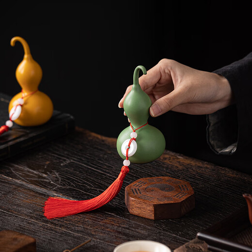 Yuxuan Creative Gifts Large Gourd Ornament Home Office Desktop Decoration Housewarming Gift Mascot Five Elements Gourd-Fire Red Small-Base