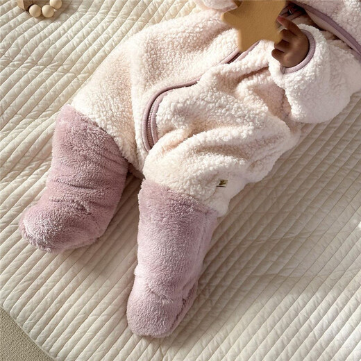 Kimmy British baby autumn and winter foot covers children's shoes thickened warm cotton shoes shoe covers foot covers sleeping baby socks khaki double layer plush socks 0-1 years old recommended (inner length 13cm)