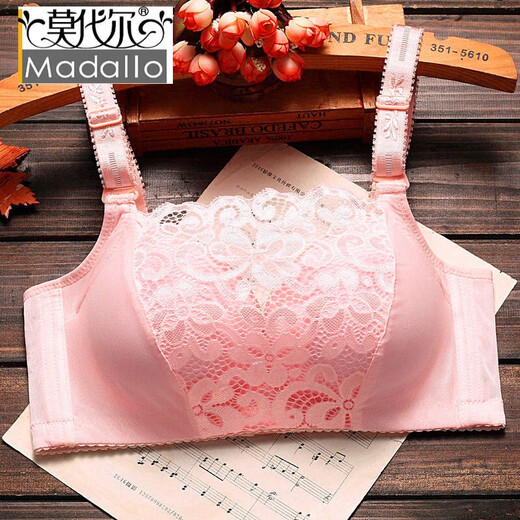 Modal red underwear set for the year of birth, anti-exposure and side breasts new underwear, women's anti-sagging push-up bra without rims, pink, single piece, 6XL 34/75 size, thick 3cm