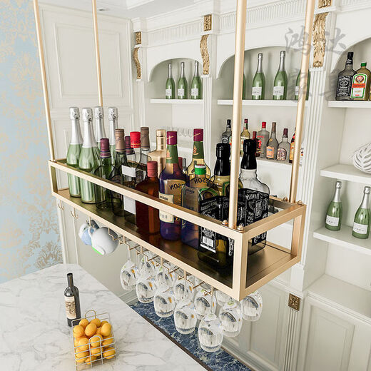 Jieyunmao household hanging red wine cup rack upside down simple red wine rack modern bar counter wine rack light luxury wine hanging cup holder 80 three combinations matte black paint 100 pole suitable for 3 meters height