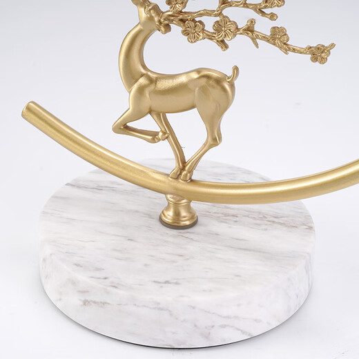 Hanshi (Hense) New Chinese Style Light Luxury Brass Table Clock Creative Desktop Table Clock Porch Decoration Clock Living Room Quartz Clock HD1032 Model A Brass Fulu (White Base + Pattern Plate)