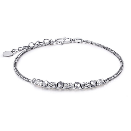 Wanfulong genuine platinum PT950 simple and fashionable bouncy bead bracelet, versatile, sexy and charming gift for girlfriend 3.23g, platinum PT950 bouncy bead bracelet 18cm