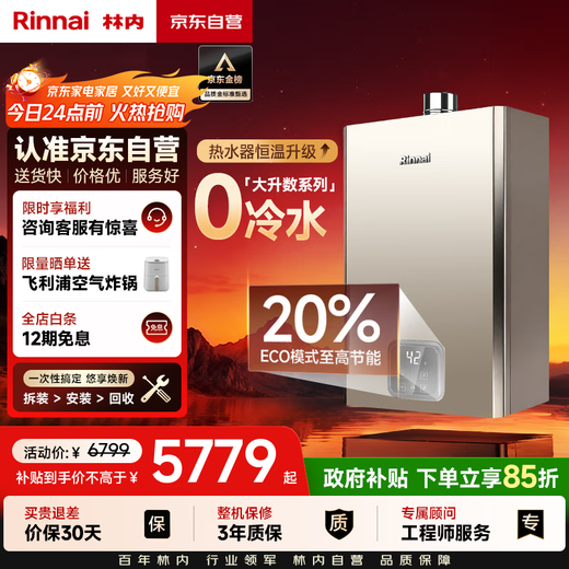 Rinnai Blue Whale 20L gas water heater, state subsidy, zero cold water, large water volume 20GD61R (JSQ40-GD61R)