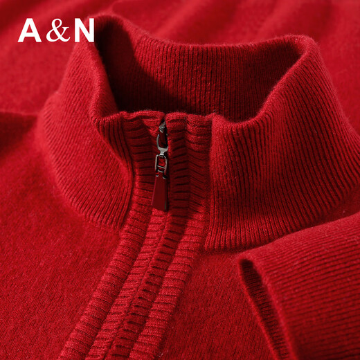 Antonio Cashmere & Sheep Wool Benming Red Series Autumn and Winter Old Money Style Warm Half-Zip Collar Wool Sweater Men's Sweater