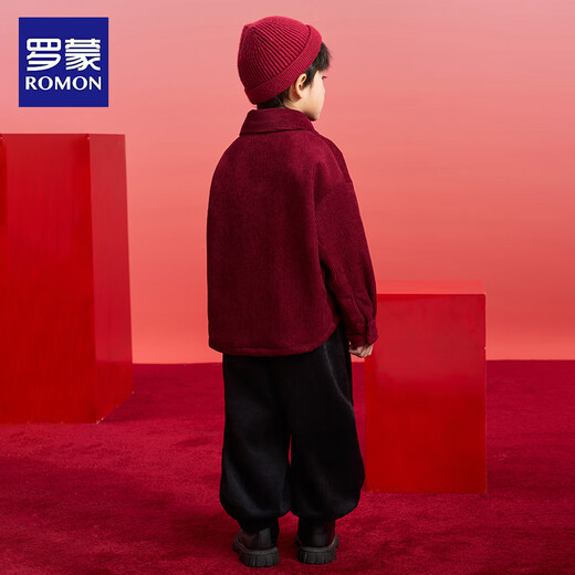 Luo Meng Boys' Velvet Shirt Children's New Chinese Style Tang Suit New Year's Eve Jacket Chinese Style Performance Costume Red 150