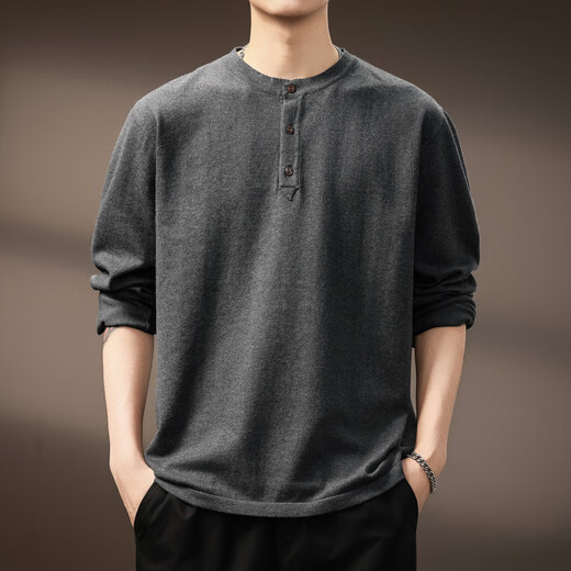 AX Armani broken code 2026 high-end American retro Henry long-sleeved sweater men's autumn new trendy brand loose dark gray S recommended weight 95-115Jin Jin equals 0.5 kg