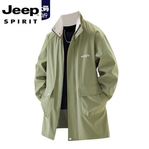 JEEP SPIRIT大码风衣外套男中长款2025春秋季新款休闲宽松夹克胖子加肥加大码 8808款卡其 4XL