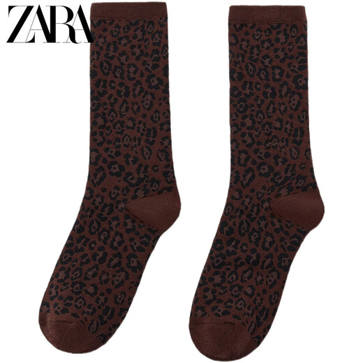 ZARA2025 Winter New Women's Animal Print Jacquard Socks 3739002 700 Official Authentic Brown M L (28-30 c)