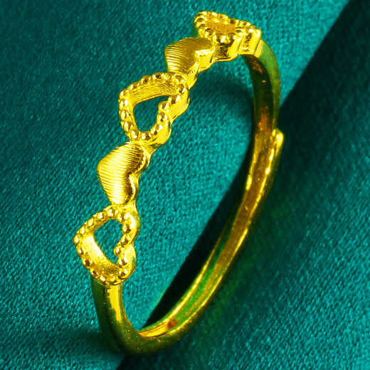Liu Dawen gold ring 9999 solid gold for men and women, heart-shaped heart-to-heart vegetarian ring index finger ring, real gold jewelry for young people, weighing about 1.93-2.2g (labor cost 30)