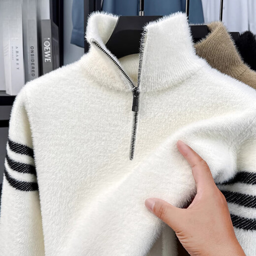 Hengyuanxiang half-zip turnable turtleneck sweater for men, British style, thickened and warm, mink velvet casual woolen sweater for men, camel color 61105 HPN 2XL 180 Recommended 150-160Jin Jin is equal to 0.5kg