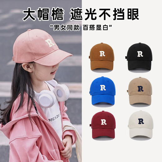 SOMUBAY Children's Baseball Hat 2026 New Spring and Autumn Girls and Boys Pink Thin Sunshade Letter R Embroidered Peaked Cap Pink 170 Recommended for 3-10 years old_One size fits all (46-54CM)
