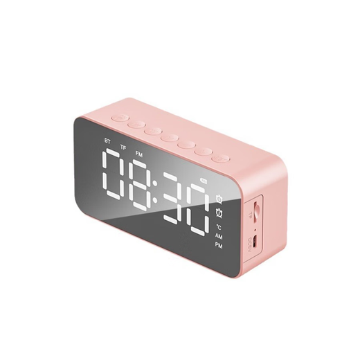 Alarm clock, special wake-up tool for students, children's desktop electronic watch, smart audio, 2025 new high-quality outdoor portable Bluetooth small speaker, pink