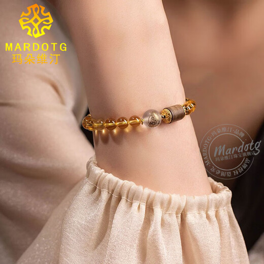 MARDOTG Brazilian Citrine Bracelet Women's Twelve Zodiac Buddha Crystal Bracelet Gift for Girlfriend Horse - Mahasthamaprapta Bodhisattva 8 Bead Diameter