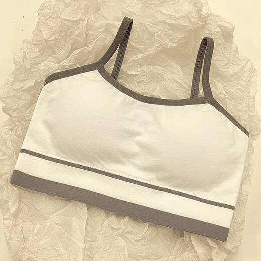 Clolv kiss丨 CK ropa interior para niñas para estudiantes, top de tubo sin anillo de acero, push-up anti-flacidez, período de desarrollo de estudiantes de secundaria, estilo 8937 (negro + blanco + gris) M (60-90 Jin Jin es igual a 0,5 kg)