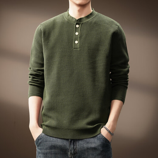 Bmuvlss luxury high-end brand men's American trendy Henry collar sweater for men 2025 autumn and winter pineapple plaid sweater for men red coffee S suitable for 90-110Jin Jin equals 0.5 kg