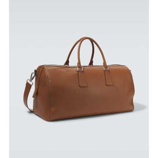 PRADA Luxury Men's Leather Travel Bag Brown One Size