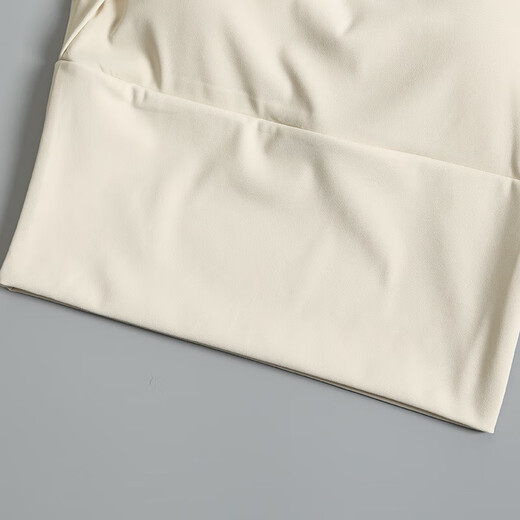 Ayub Flagship Store Sports Top Women's Spring and Summer Vacation Two-piece with Breast Pads Tight Long Sleeve Pilates Training Fitness Wear Milky White S