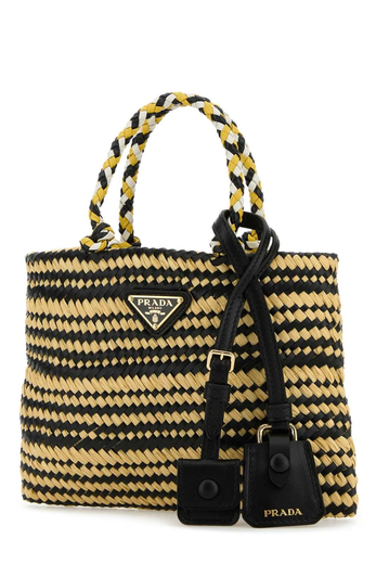 PRADA logo plate two-color handbag color matching one size