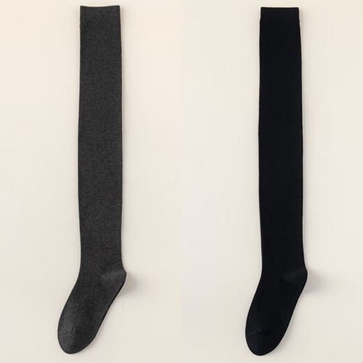 Bendu long socks for women, spring and autumn, over the knee high, anti-slip, autumn and winter black thigh socks, knee pads, dark gray + black, M tube height 58c (suitable for 80-140 Jin Jin equals 0.5 kg)