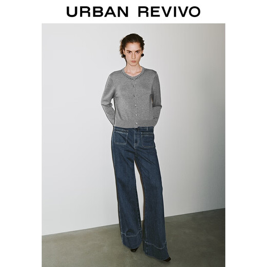 UR2025 Autumn New Women's Retro Casual Pocket Flared Denim Trousers UWM850244 Blue 27