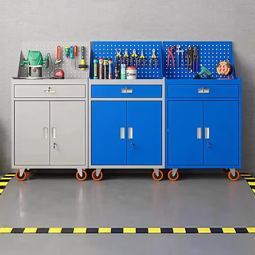 Double-section heavy-duty tool cabinet hardware parts storage factory workshop drawer tool box iron storage cabinet garage heavy-duty double-section/blue and white