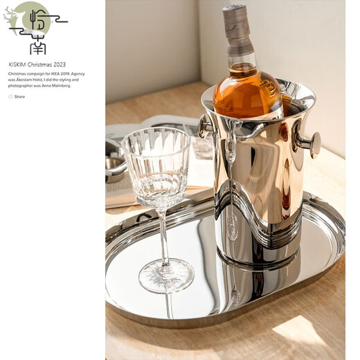 Kaooseen Japan imported quality ice bucket bar European style stainless steel light luxury ice bucket champagne bucket red wine ice bucket hotel Wiener double-layer ice bucket