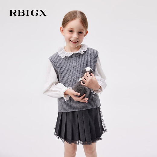 RBIGX children's clothing lace collar long-sleeved shirt sweet top white 150