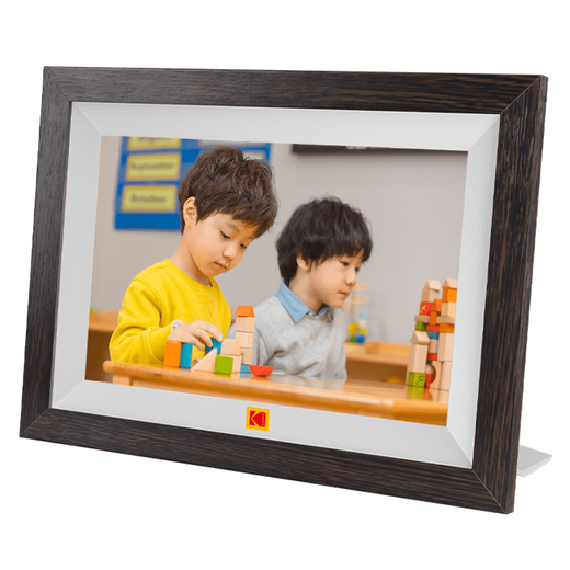KODAK Kodak 1012W álbum de fotos electrónico Reproductor de pantalla táctil de 10 pulgadas hogar Imagen de alta definición foto video marco de fotos digital mesa de visualización aniversario de boda regalo de los padres Modelo de pantalla táctil WiFi de 10,1 pulgadas_marrón blanco 32G incorporado