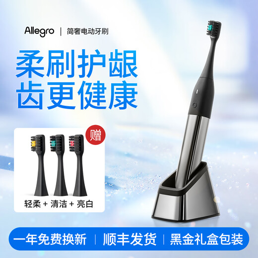 ALLEGRO Official Authentic Simple Luxury High-End Sonic Electric Toothbrush Adult Couple Model Soft-Bristled Household Automatic Deep Cleaning Gum Protection Gifts for Men and Women Birthday and Wedding Anniversary Deep Space Gray