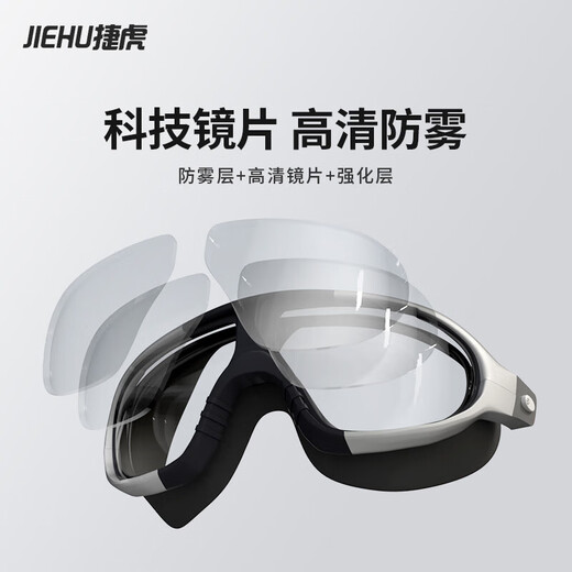 Swimming goggles for adults with myopia, large frame for men and women, waterproof, anti-fog, high-definition swimming goggles with degree, electroplated myopia swimming goggles - white 150