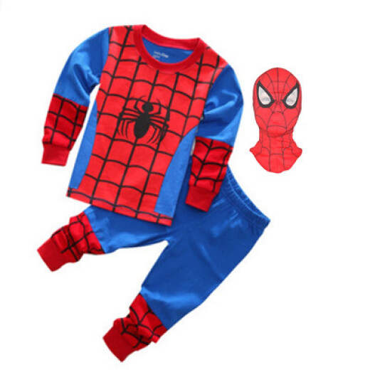 Disney 2020 Marvel Captain America Clothes Iron Man Autumn Clothes Autumn Pants Spider-Man Children's Long-Sleeved Pajamas Batman Performance Suit Wine Red Spider-Man Long Suit Comes with Headgear 130cm