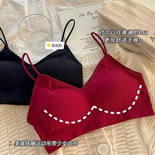 Clolv kissCK girl's beautiful back sports tube top without rims underwear camisole anti-exposure small breast push-up student bra three-piece black + white + gray S 70-90Jin Jin equals 0.5 kg