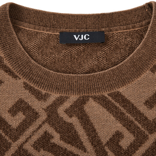 VJC/VJC 2025 autumn and winter new men's fashion jacquard long-sleeved sweater B24DC2200 coffee flower M