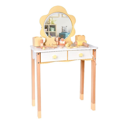 Shantou Lincun children's dressing table princess little girl dressing table wooden playroom artificial toy girl jewelry birthday gift nunukids beech wood dressing table + stool