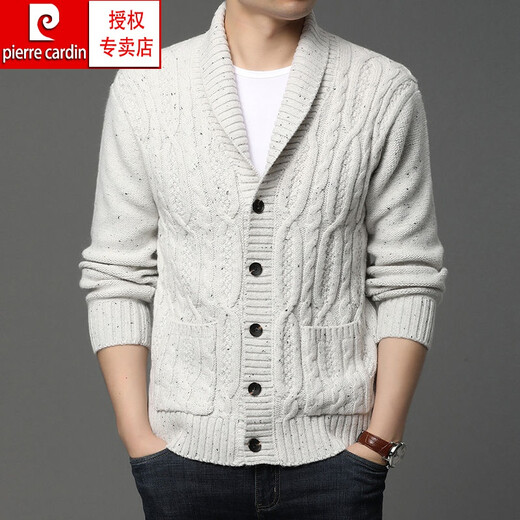 Pier Cardin Marke High-End-Herrenbekleidung Frühling und Herbst Wollmantel mit grünen Obst-Repels für Männer Außenkleidung Pullover dicker Pullover Strickpullover Strickjangel Trendy Strick Schwarz S