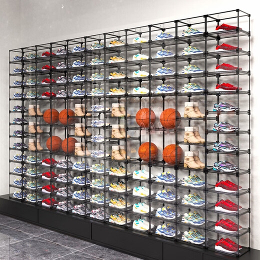 Shoe cabinet fully see-through transparent acrylic shoe box shoe wall display cabinet a sneaker storage box j internet celebrity shoe rack collection side classic black 8 pieces 325x270x190mm