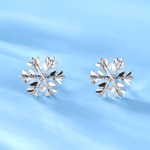Wanfulong 2025 new platinum snowflake earrings for women pt950 shiny platinum commuting versatile high-end earrings gift PT950 platinum snowflake earrings 0.98g