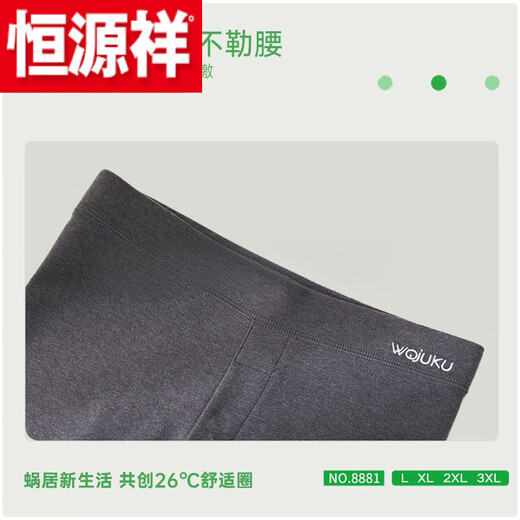 Hengyuanxiang (hengyuanxiang) wool trousers men's home trousers 2024 men's long johns warm pants repair self-heating graphene velvet Chunquan 100 high-end official store flagship 8882 blue gray L_(90-120Jin Jin is equal to 0.5 kg)