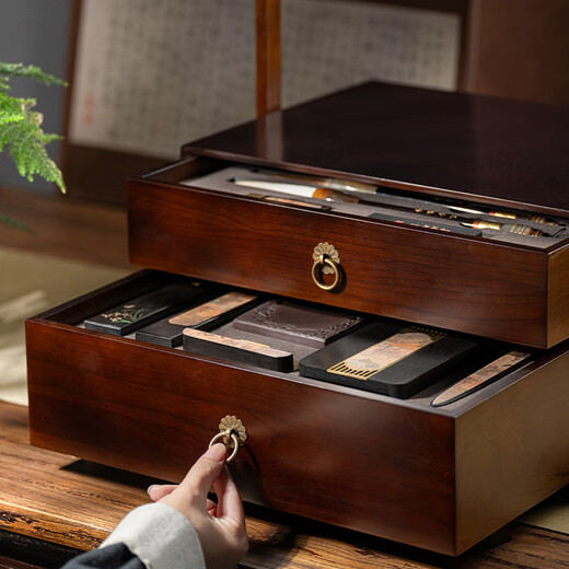 Shanlianhu Pen, Lanting Yaji, Four Treasures of the Study Set, Master's Handmade High-end Brush Set, Pen, Ink, Paper, Inkstone, Lang Hao Duan Inkstone, High-end Calligraphy, Personal Use, New Year's Gift Box