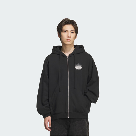 Adidas 2025 New Knitted Sports Hooded Jacket Jacket for Men and Women Autumn Adidas Clover Black L